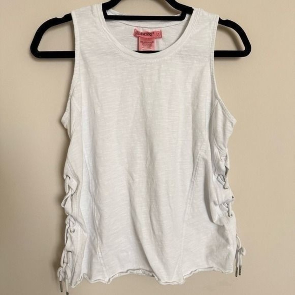 BlankNYC White Slub Knit Lace Up Side Tank Top XL 77DK4726